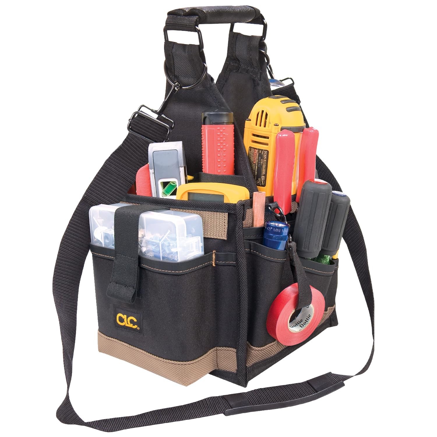 Custom Leathercraft 1526 25 Pocket Electrical and 8″ x x 17″h, Black