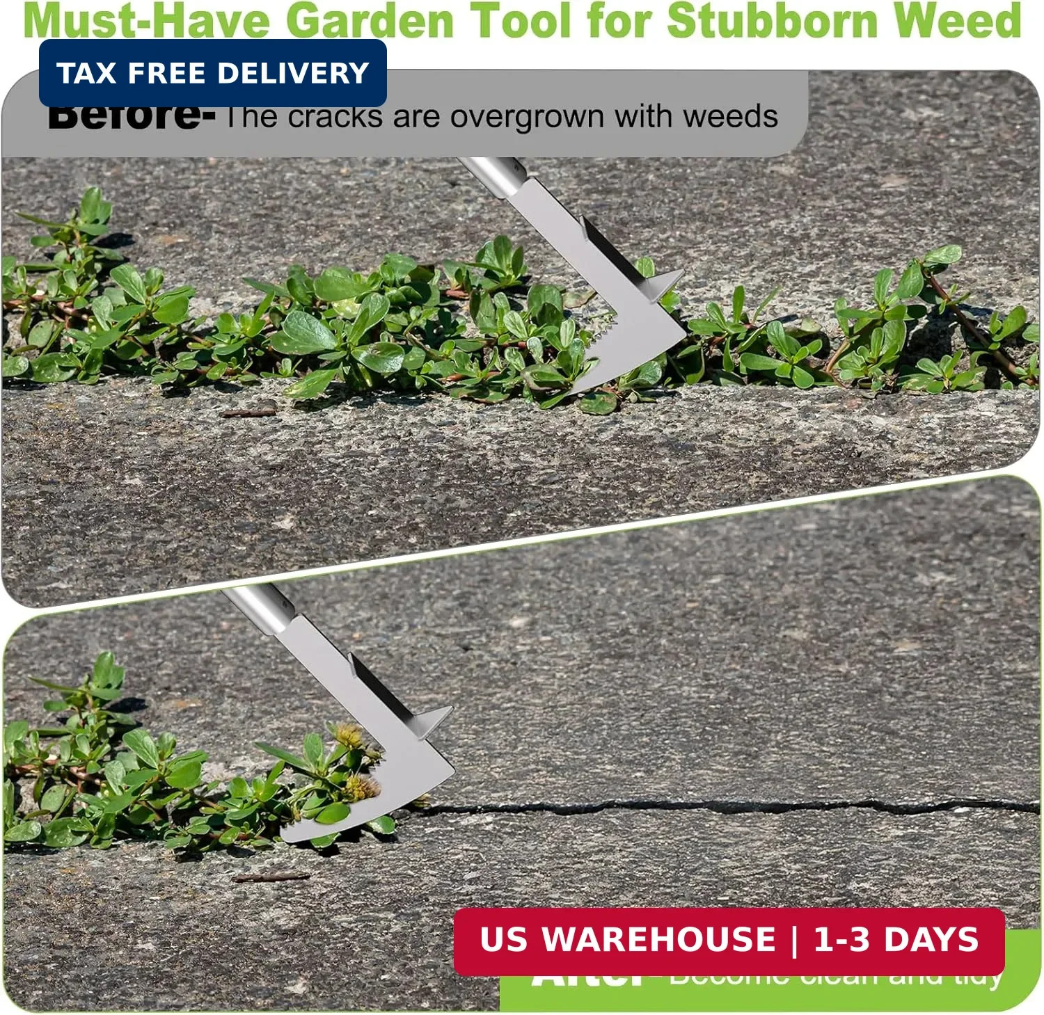 Crack Weeder Crevice Weeding Tool with 22” to 64” Adjustable Long Handle | Sta