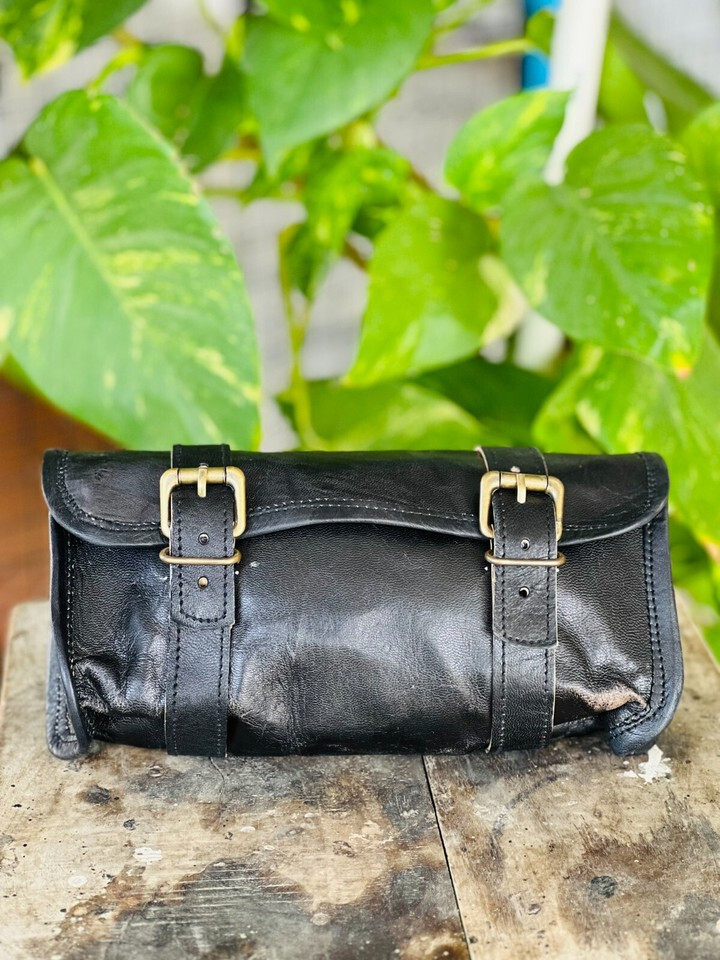 magical Goat Leather Tool Genuine Strap Bag Brown New