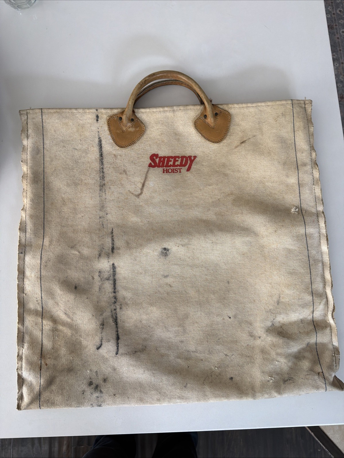 Vintage LL Bean Speedy Hoist Heavy Canvas Utility Bag Leather Handles