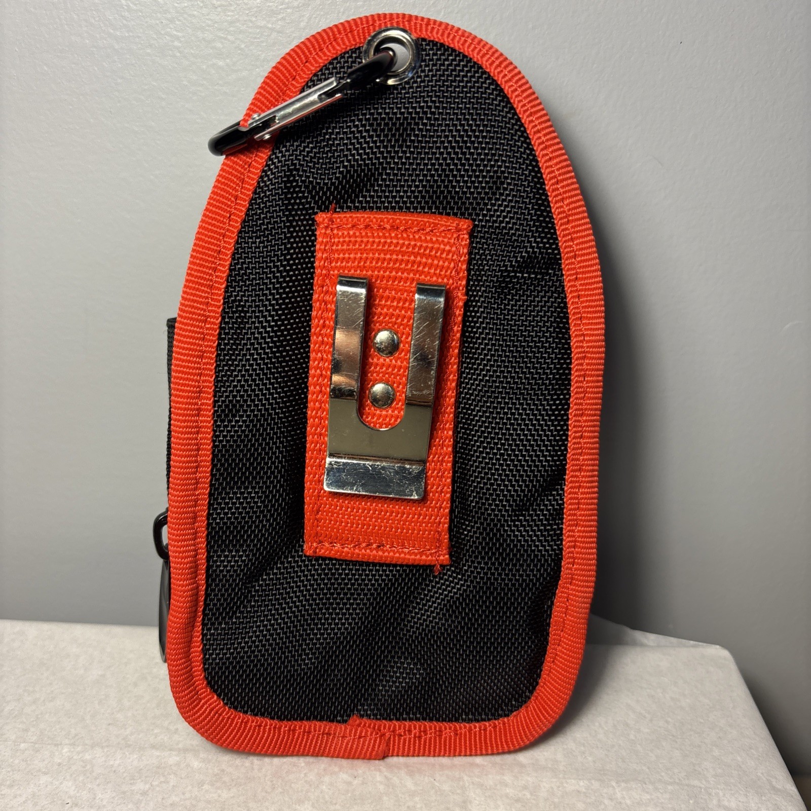 Husky Black/Red Fabric Tool Pouch Belt Clip with Carabiner Clip New-No Tags