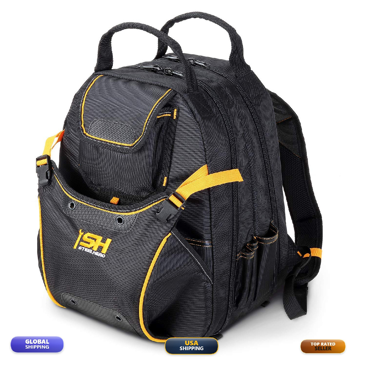 Steelhead 48-Pocket Heavy-Duty Tool Backpack Padded Back Support Reinforced