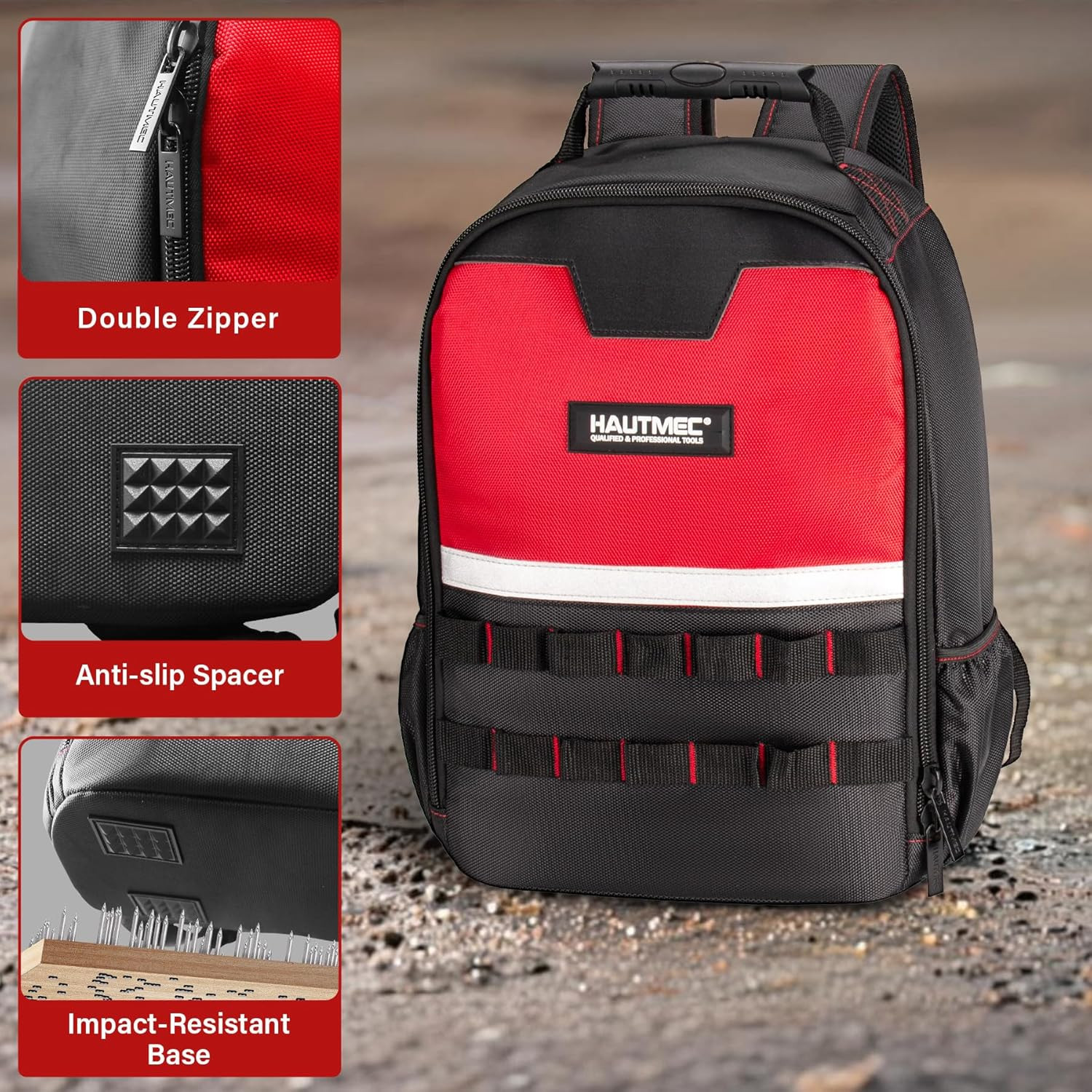 Durable Tool Backpack with Laptop Compartment & 11 Storage Pockets
