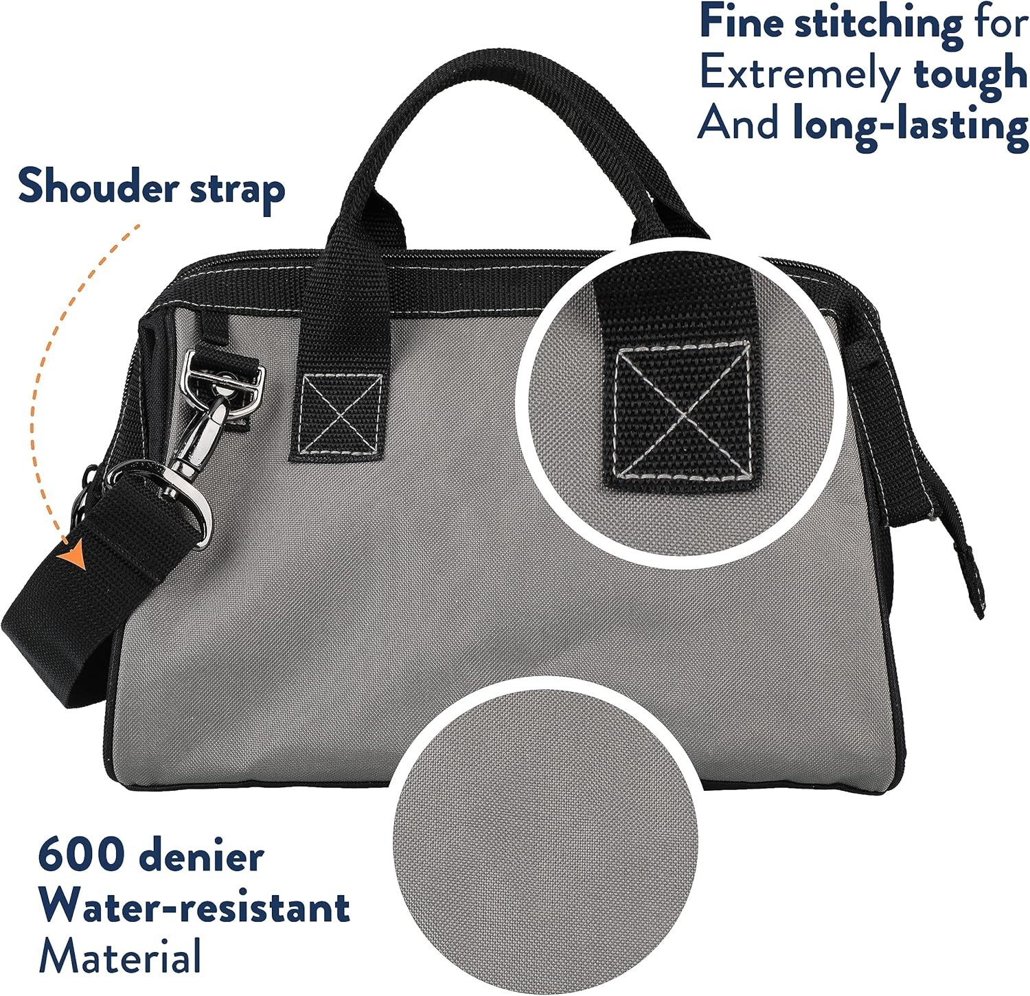 Durable 12-Inch Tool Organizer with 4 Pockets & Water-Resistant Design