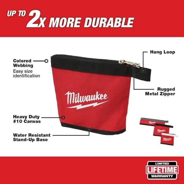 Milwaukee 14 in, 12 in, 8 in and 6 in Multi-Size Zipper Tool Bags in Red (4-Pk)