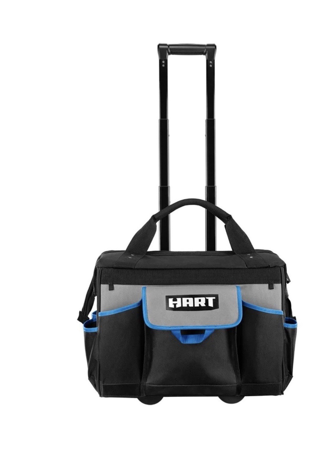 HART 18-inch Rolling Tool Bag, Waterproof Bottom, Telescoping Pull Handle wheel