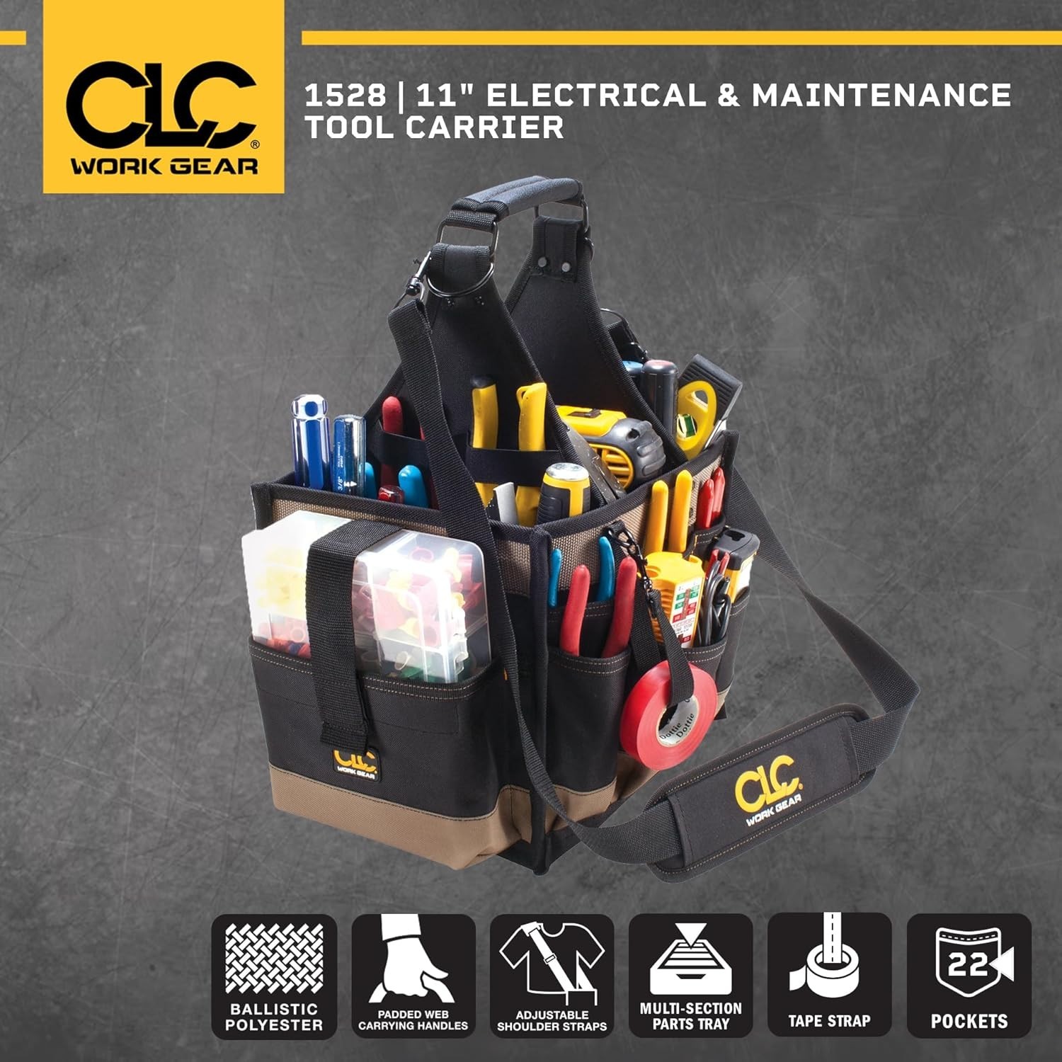 CLC Electrical Tool Bag, Box Design, Multi-Compartment-/-