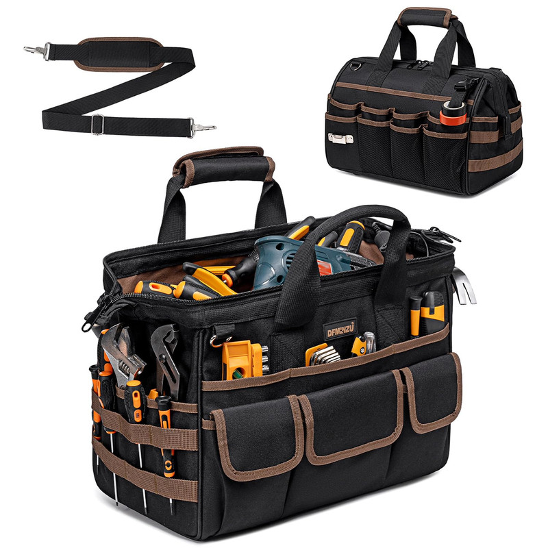 Dfminzu 16.5-Inch Heavy Duty Tool Bags For Men 34-Pockets Large Tool Bag