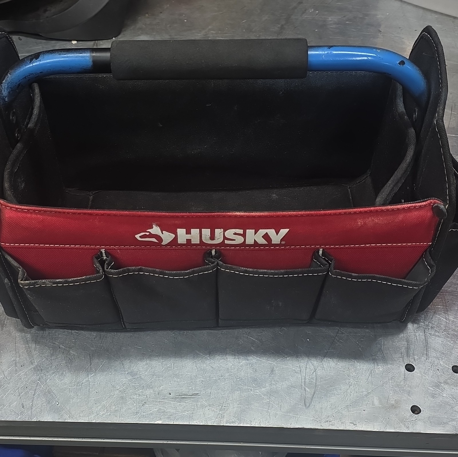 Husky Open Top Tool Tote Bag Red Black Heavy Duty Tool Organizer