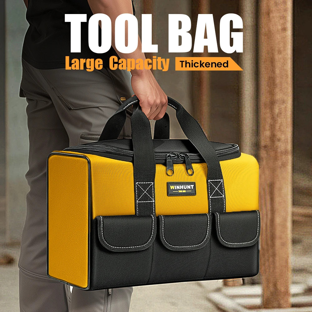 17 Inch Tool Bag, Large Tool Bag with 6 Exterior Pockets Electrician Tool Bag, f