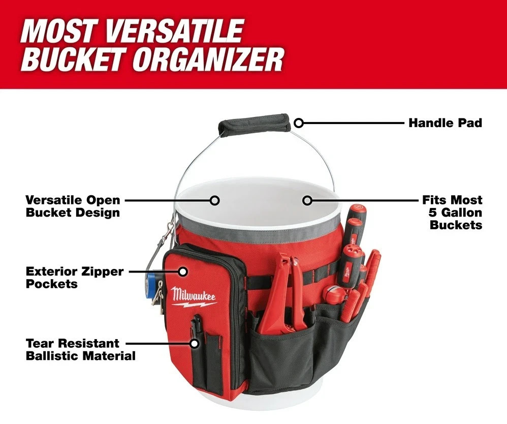 Milwaukee 48-22-8175 32 Pocket Bucket Organizer Fits 5 Gallon Tool Bag