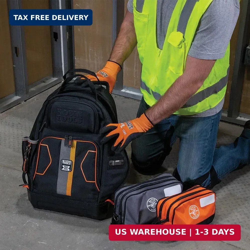 Klein Tools Tool Pouch, Dual Compartments, Heavy-Duty Tool Bag Organizer, Multip