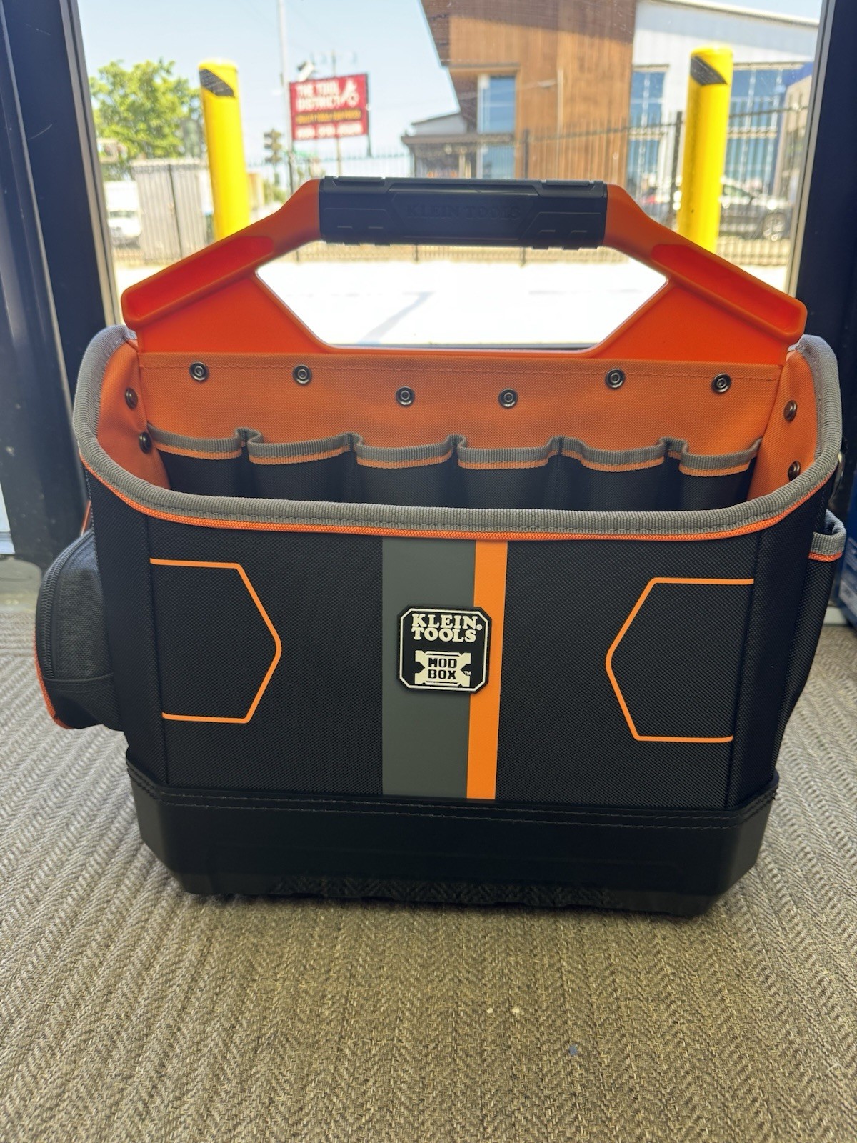 Klein Tools 62202Mb Tool Bag, Black/Orange, 1680D Ballistic Weave Body; Hard