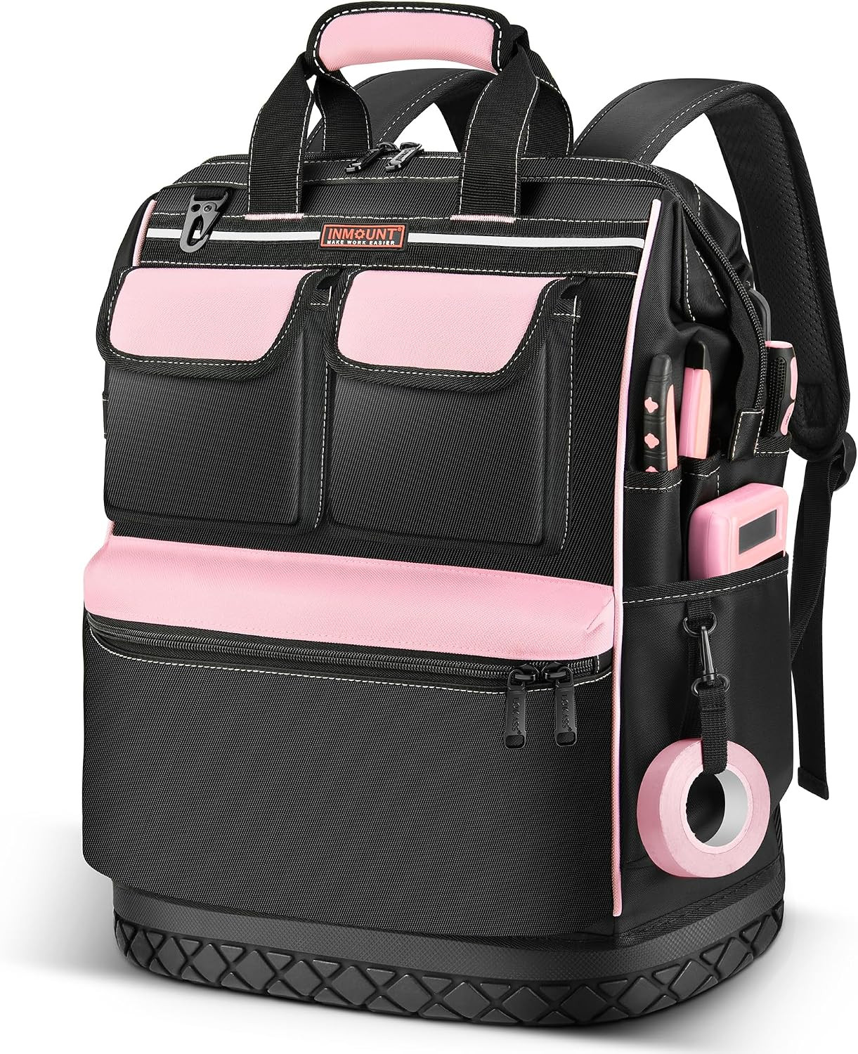 Tool Backpack Heavy Duty with Molded Bottom, 1680D 56-Pocket Tool Bag Organizer