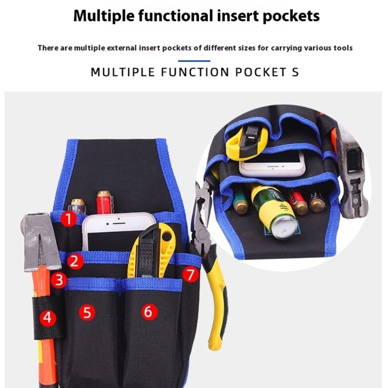 600D Oxford Tool Pouch With Multiple Pockets For Electricians Workers Craftsmen