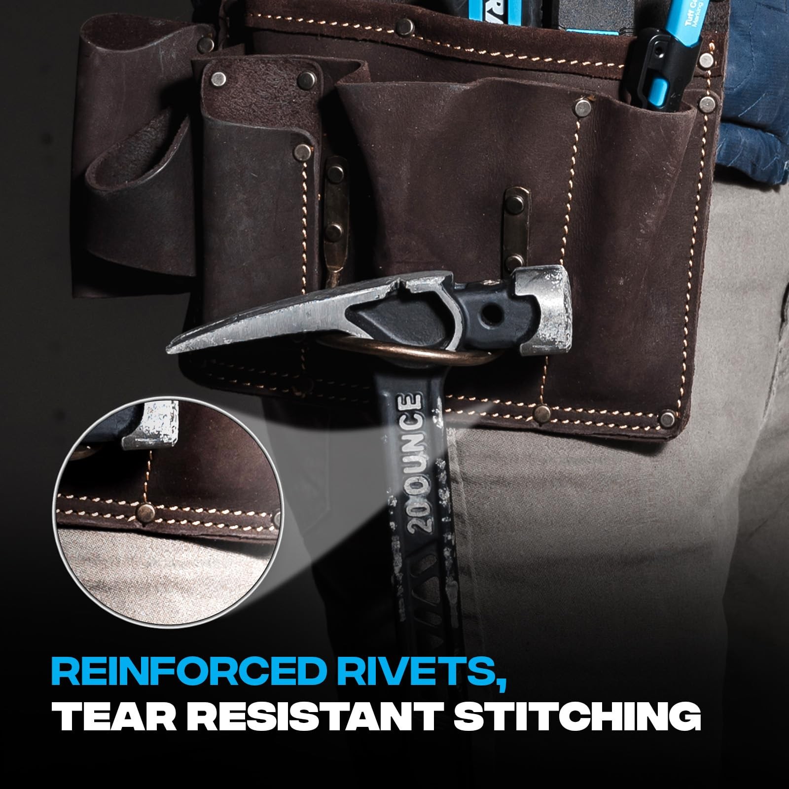 Pro Drywall Tool Belt – 22-Pocket Leather Tool Belt Pouches – (XL) Made of Oi…