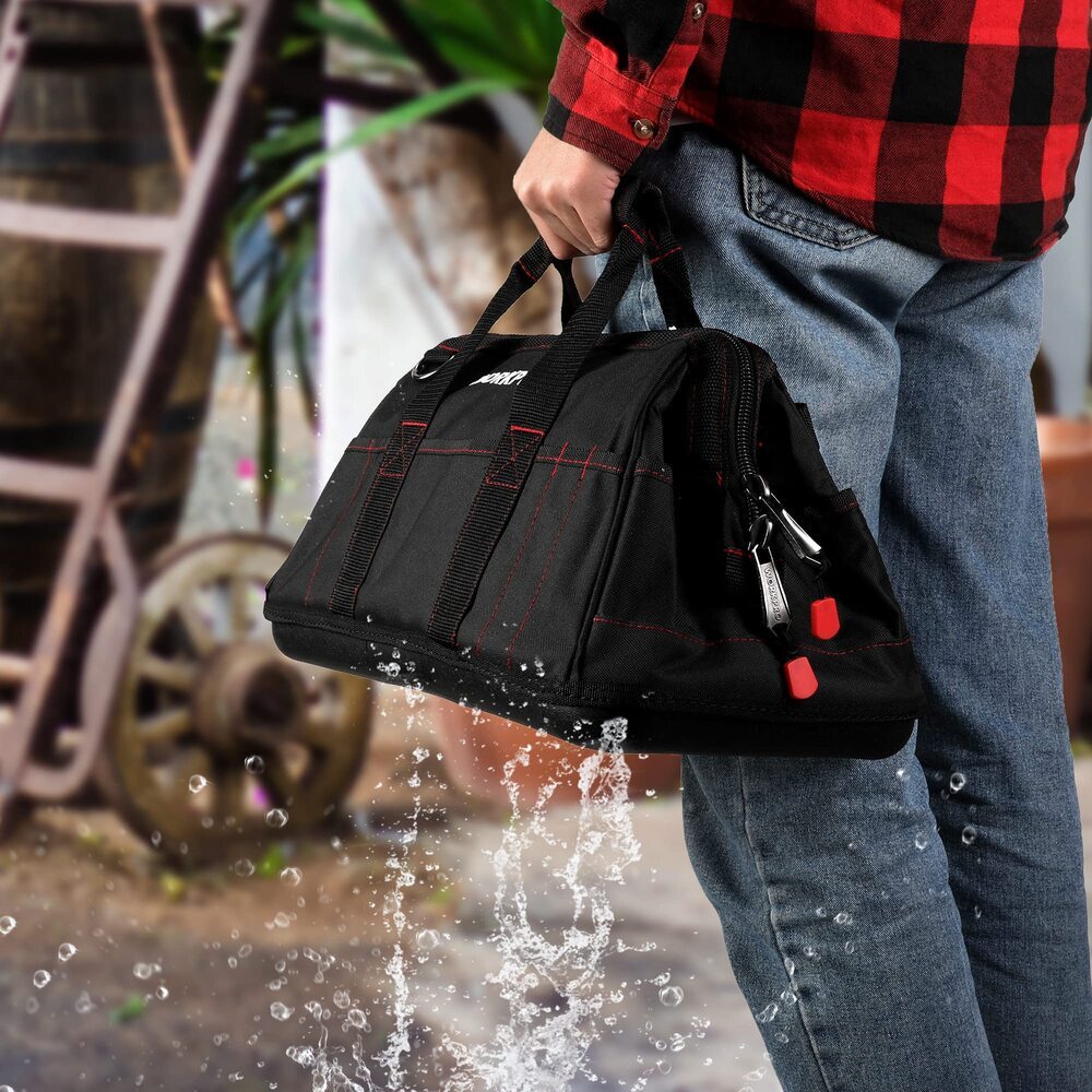 WORKPRO 16″ Zipper Wide Mouth Tool Storage Bag Case Large Capacity w/21 Pockets