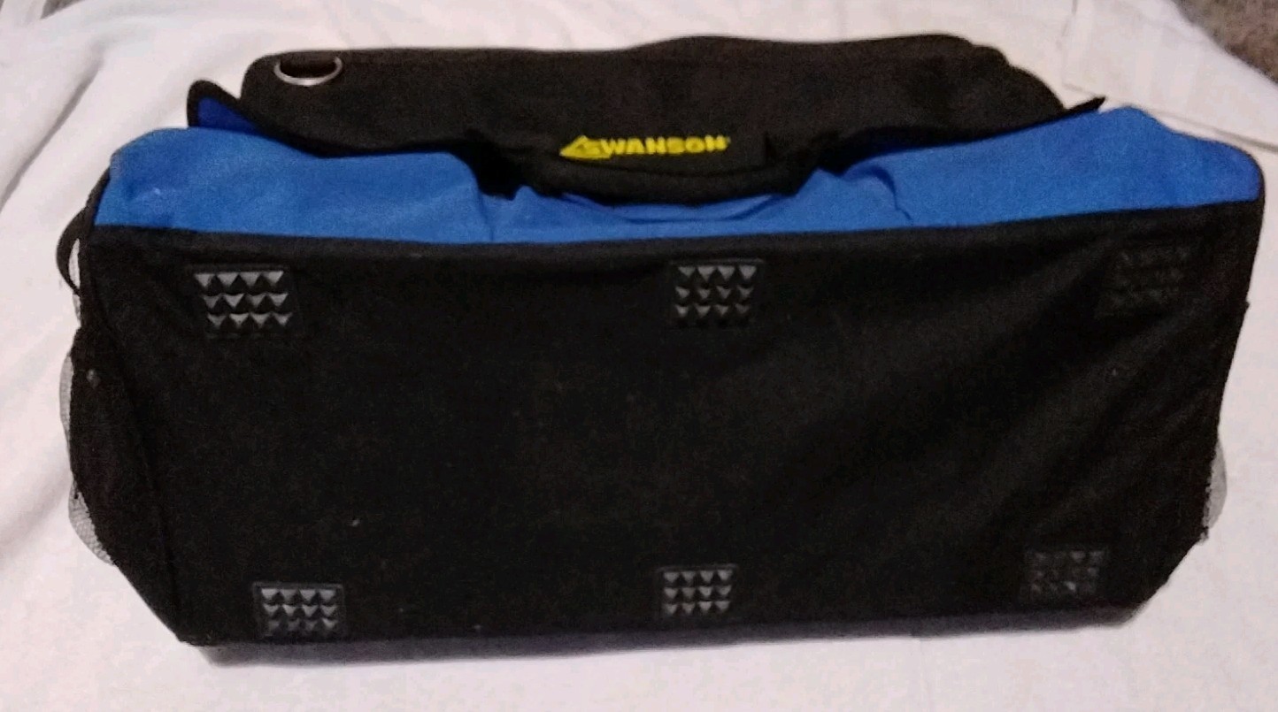 SWANSON TOOL CO 27″×14″×12″ BLUE & BLACK NYLON TOOL BAG WITH ZIPPER POCKETS…