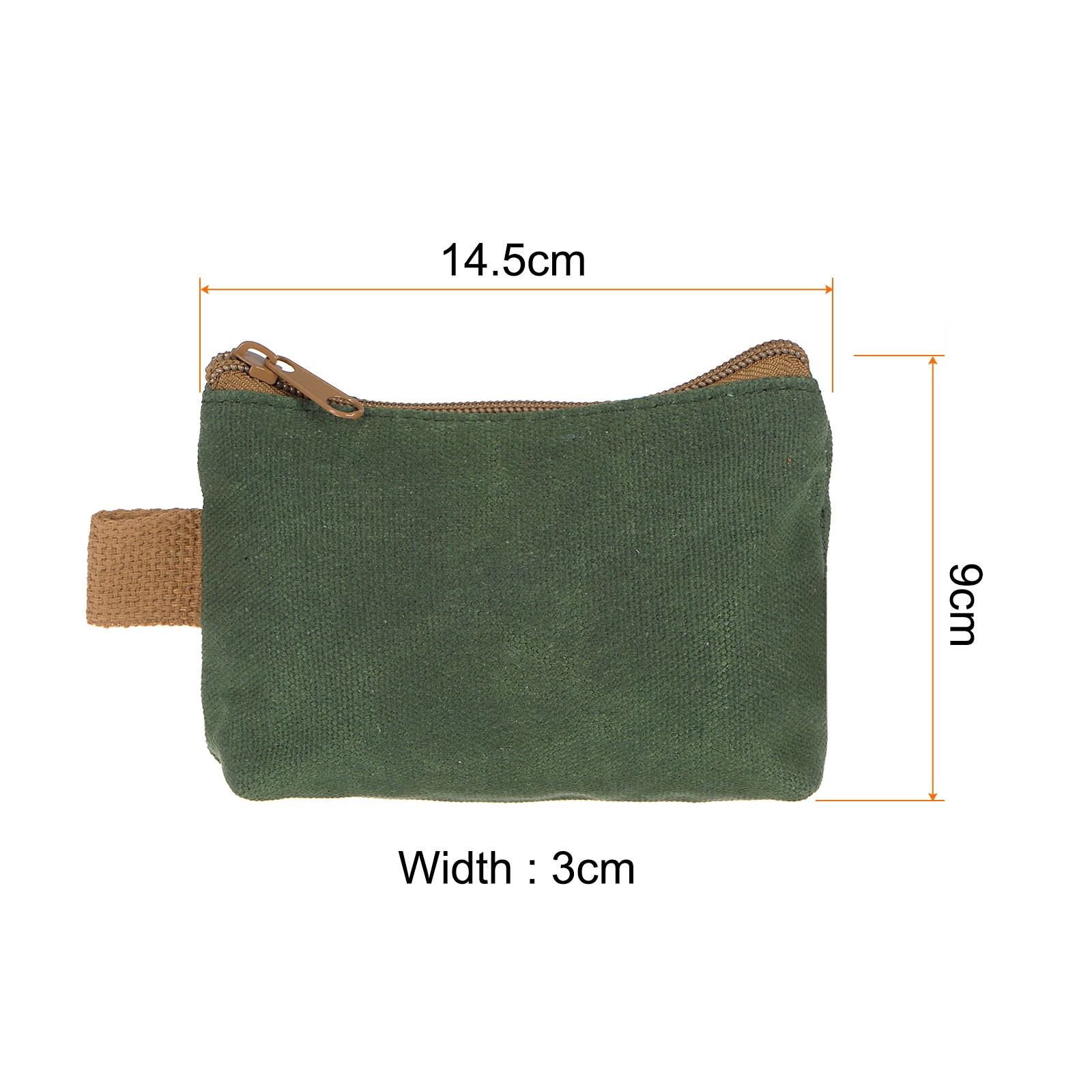 Tool Pouch Bag 14.5cm x 3cm x 9cm Oxford Organizer with Zipper Dark Green