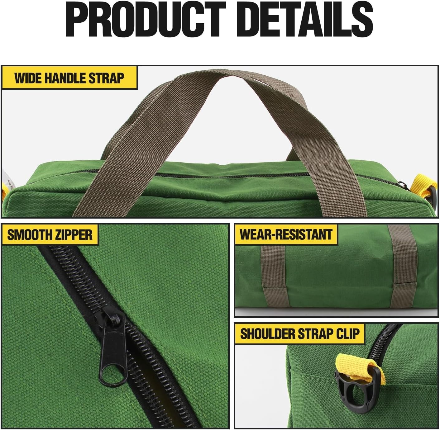 Small Tool Bag, Canvas Tool Storage Bag, Large Capacity Multipurpose Zipper