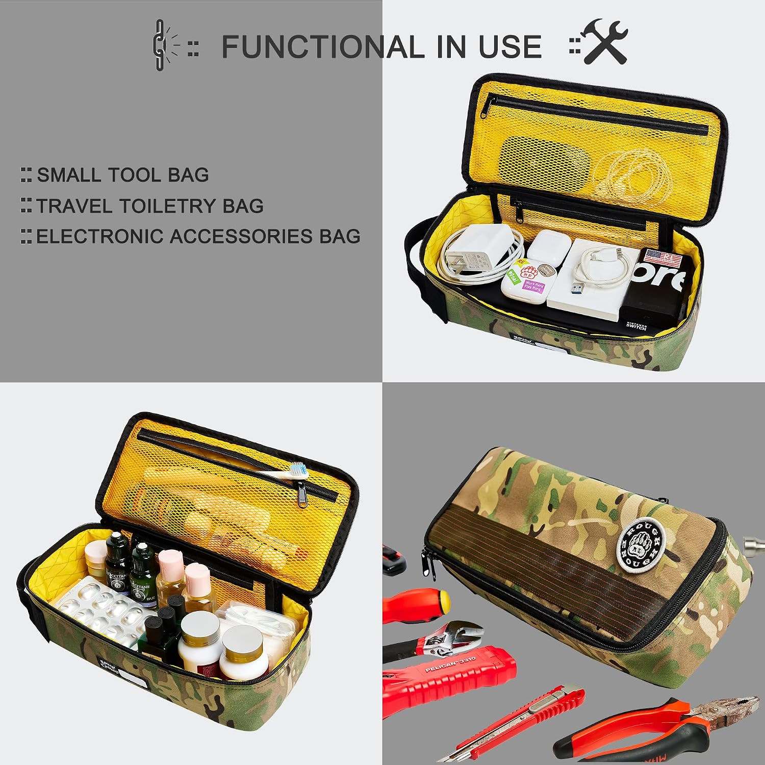 Rough Enough 12″ Camo Tool Bag – Water-Resistant, Strong Handle, EDC Storage