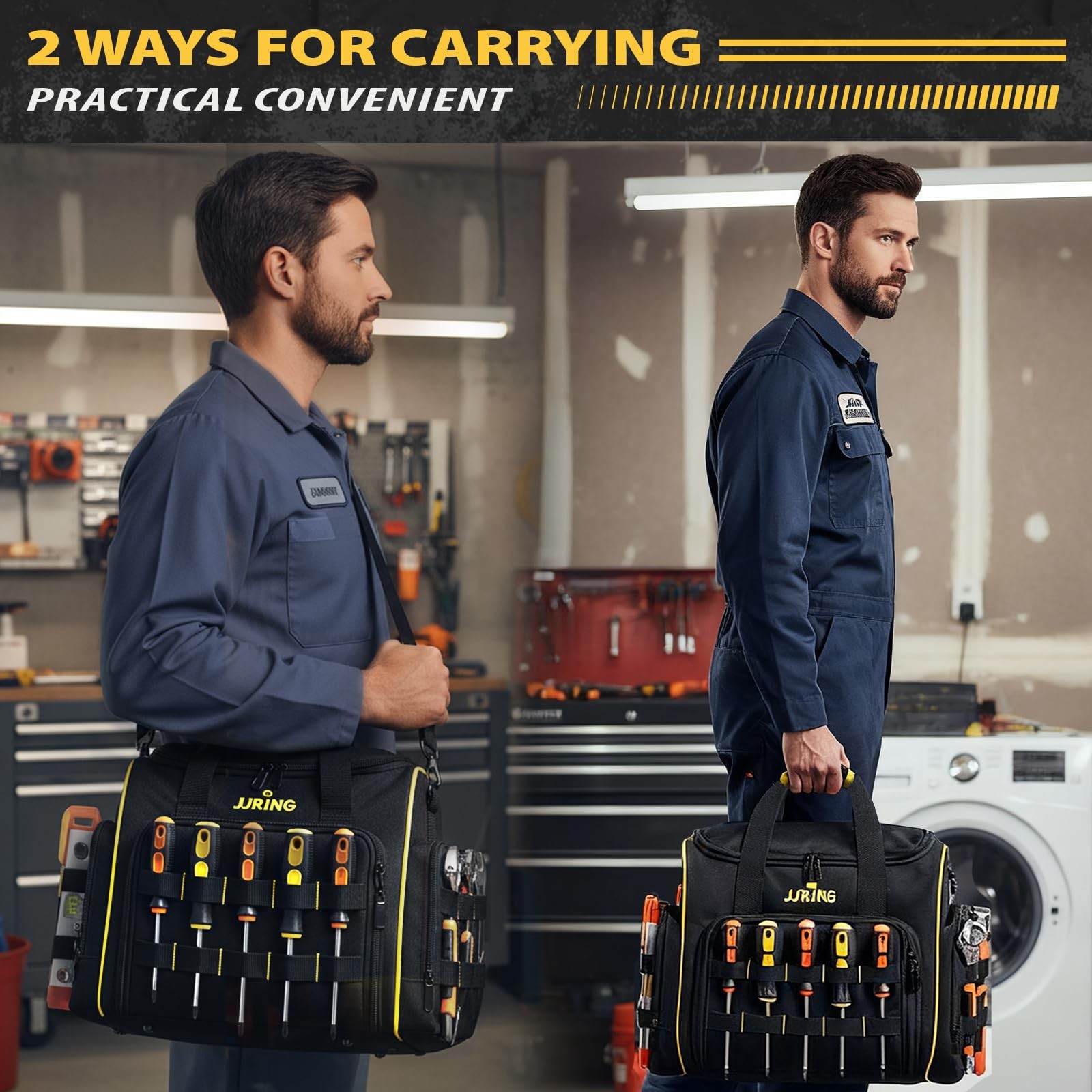 2.0 Gen Tool Bag 3 Removable Cases Double Layers Large Capacity Yellow Tote