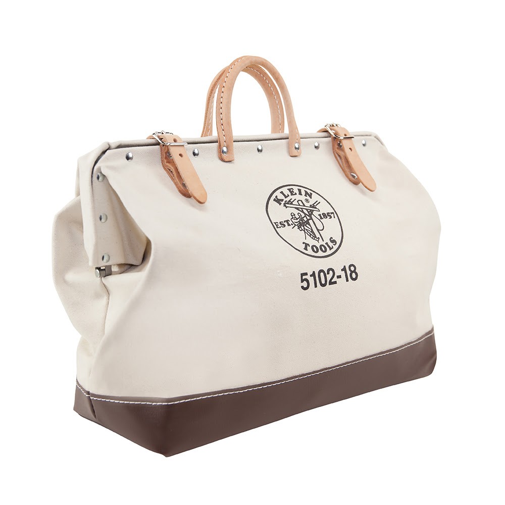 Klein Tools 510218 18in Canvas Tool Bag Heavy-Duty No. 8 Natural Canvas