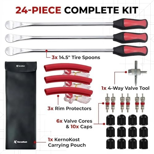 14.5″ Tire Spoons Kit – High Leverage Motorcycle Tire Irons & Rim Protectors –