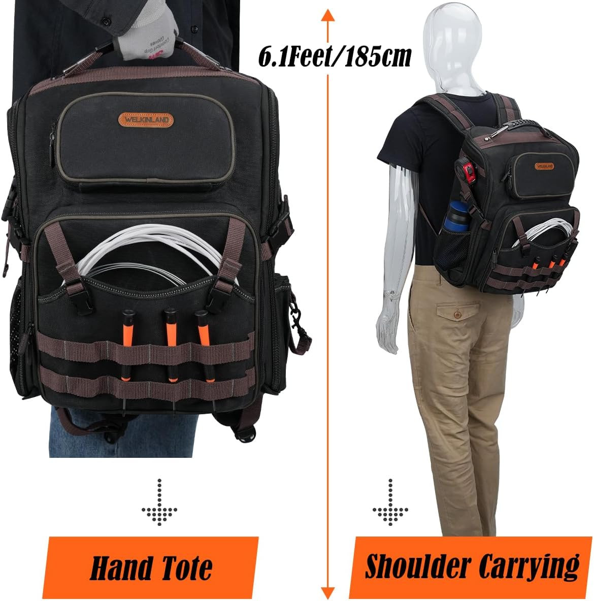 Heavy Duty 46-Pocket Waterproof Electrician Backpack for HVAC & Mechanics