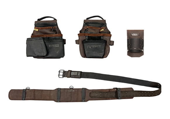 DeWalt DWST550113 Leather Tool Work Belt Pouch Set 18 Pockets Waist Belt