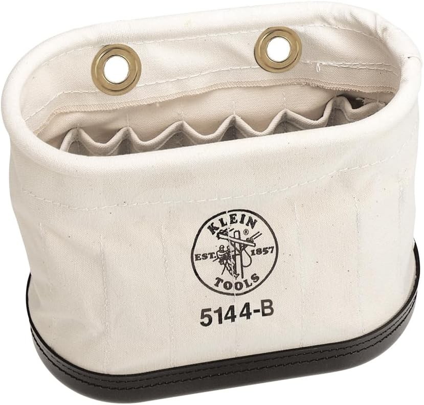 Klein Tools 5144B Canvas Bucket, Aerial Oval Tool Bucket with Polypropylene Bott