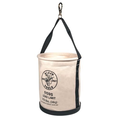 Klein Tools 5109S Canvas Bucket, Straight Wall Tool Bucket Swivel with Swivel