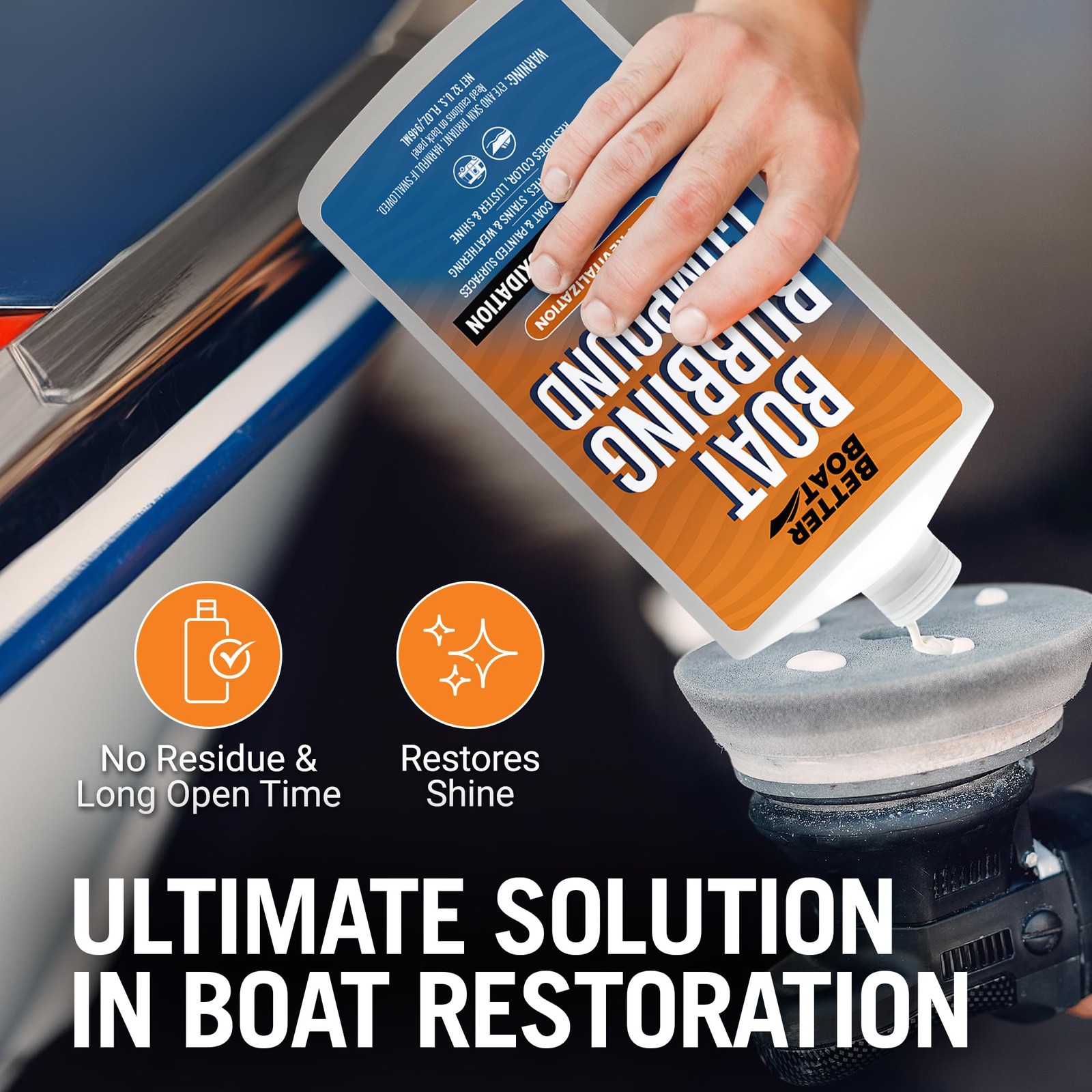 Marine Rubbing Compound Fiberglass Buffing Gelcoat Polish for Boats Step 1