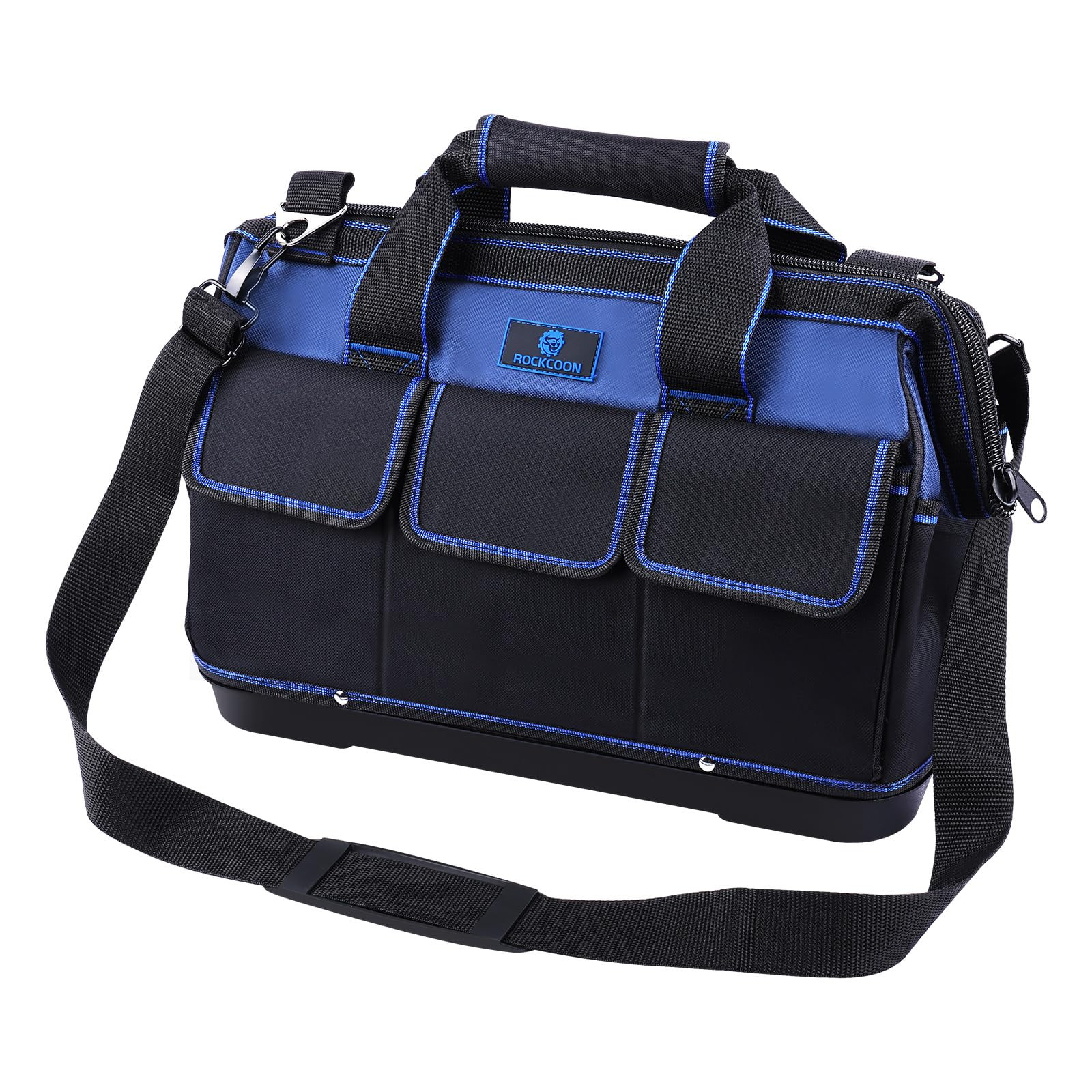 Tool Bag 16”, Multi-pocket Tool Organizer with Water Proof Plastic Base, Hea…