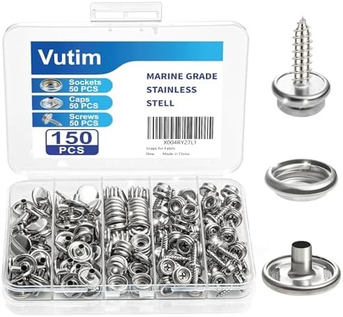 150 PCS Canvas Snap Fastener Tool Set, Vutim Marine-Grade 3/8″ Stainless Steel S