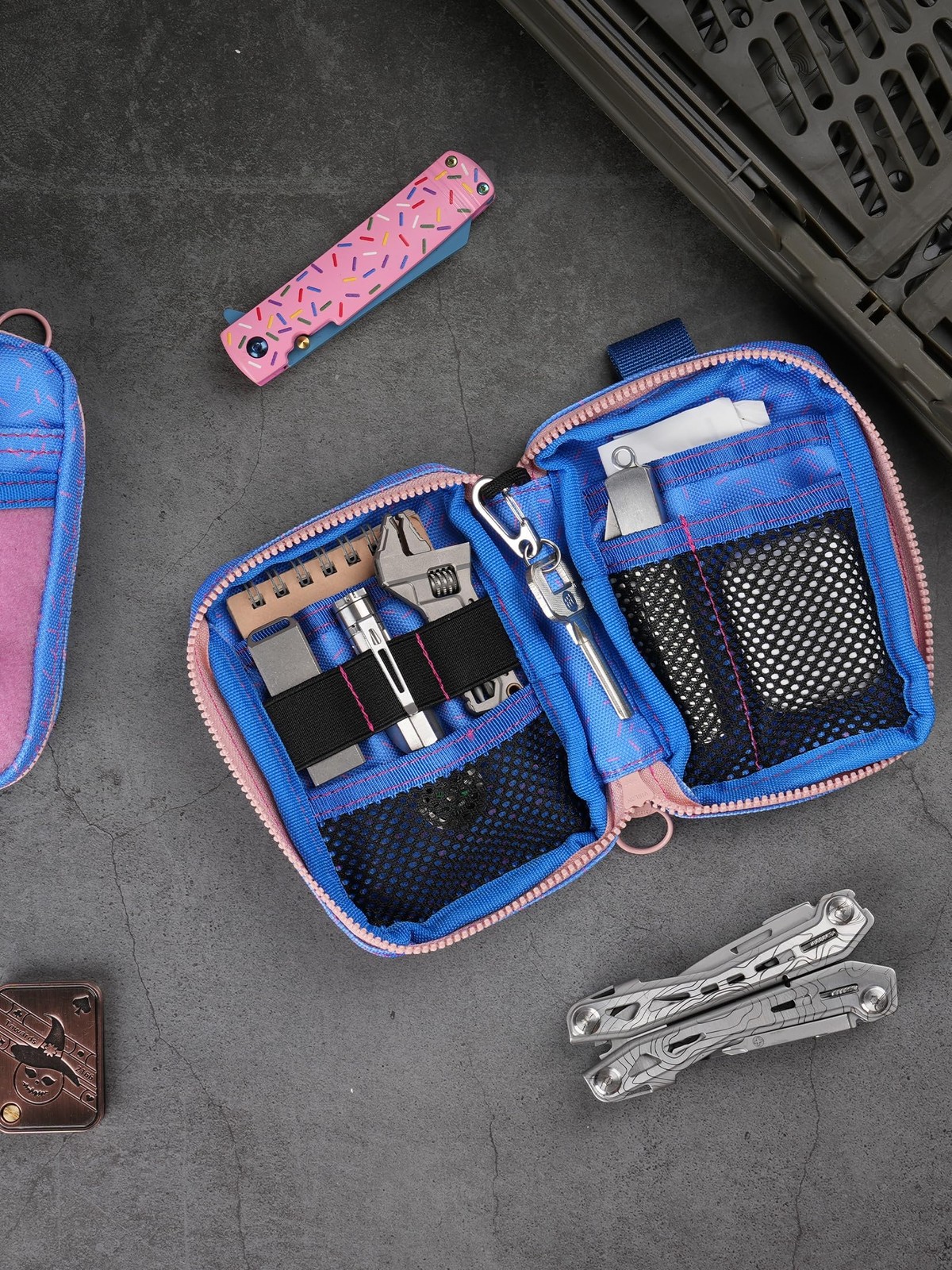 VE26 EDC Pouch Organizer with 11 Compartments, Small Tool Pouch with DIY Patc…