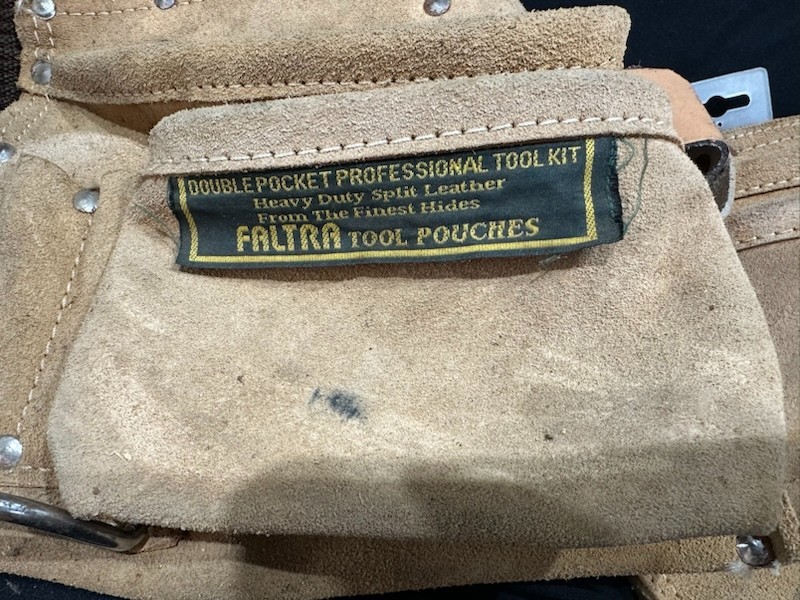 Faltra Double Pocket Tool Belt Heavy Duty Split Leather Suede Waist Tool Pouch