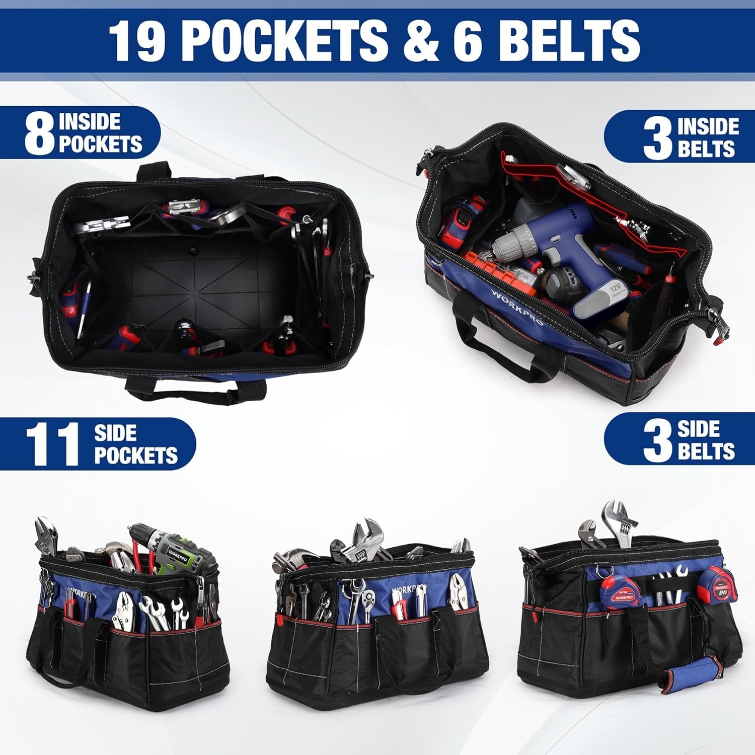 Versatile 16-Inch Heavy-Duty Tool Bag with Adjustable Strap & Comfort Handle