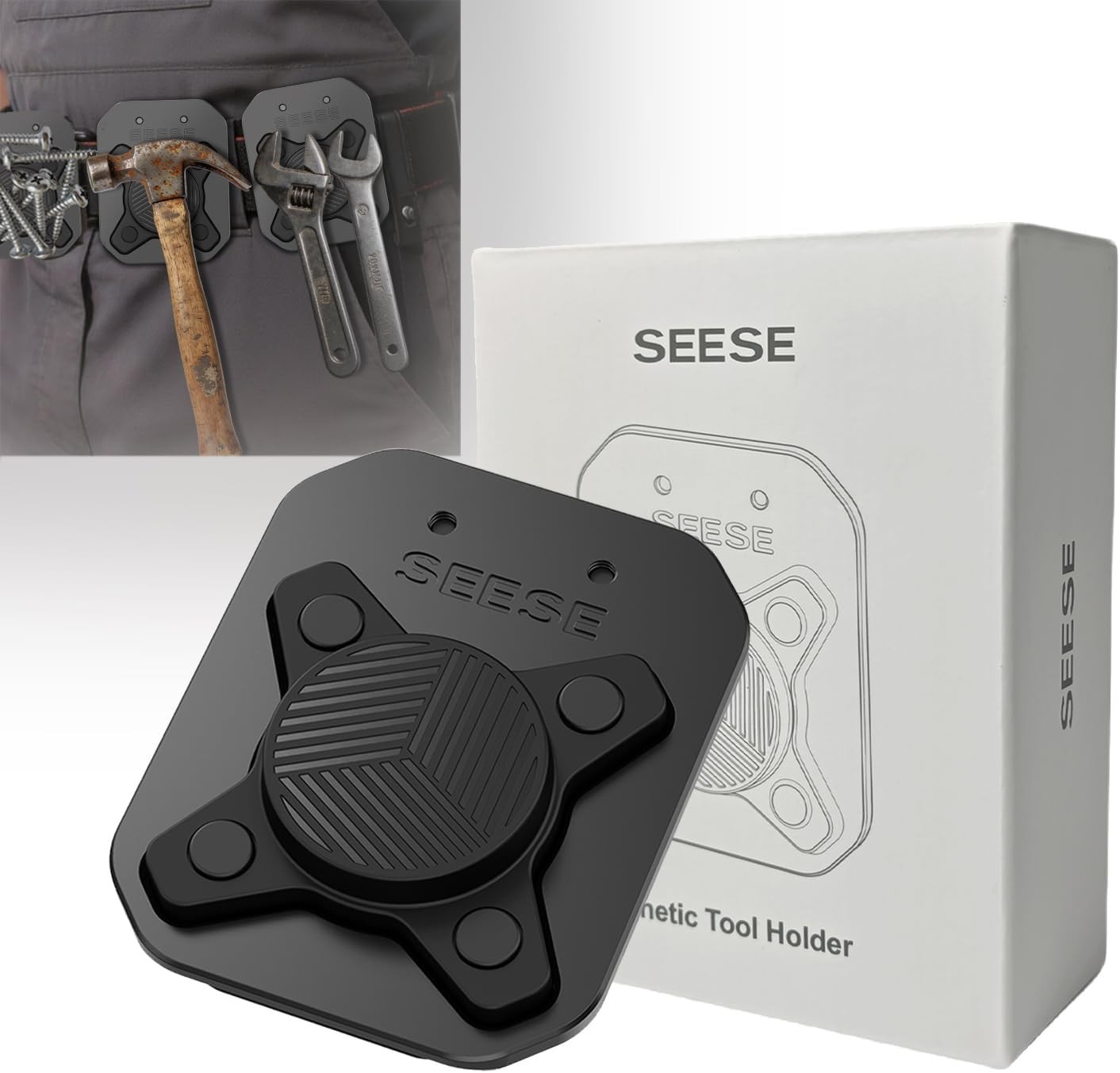 SEESE Magnetic Tool Holder Belt Clip, Power and Hand Tools Secure Grip