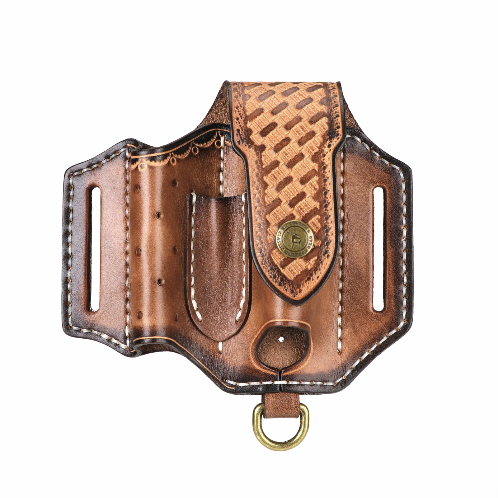 TOURBON Leather 4 in 1 Knife Sheath EDC Pliers Belt Holder Pouch Tool Carry Case