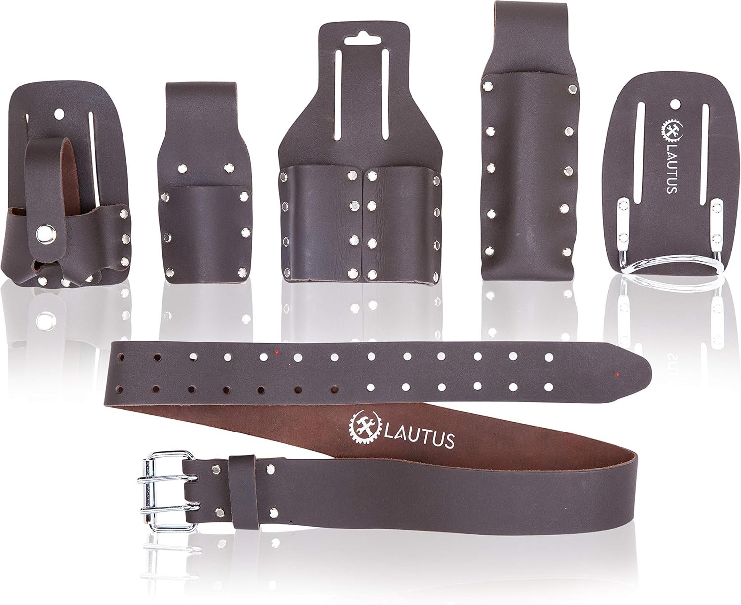 Craftsman-Quality Leather Scaffold Belt | 5 Tool Holders | Waist Sizes 32-46