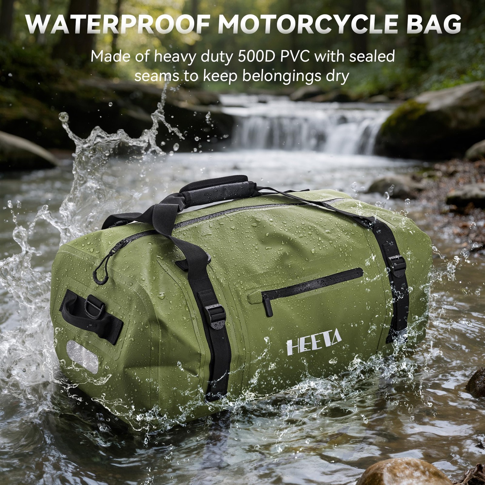 Waterproof Motorcycle Dry Bag 50L Duffel Luggage for Camping & Boating