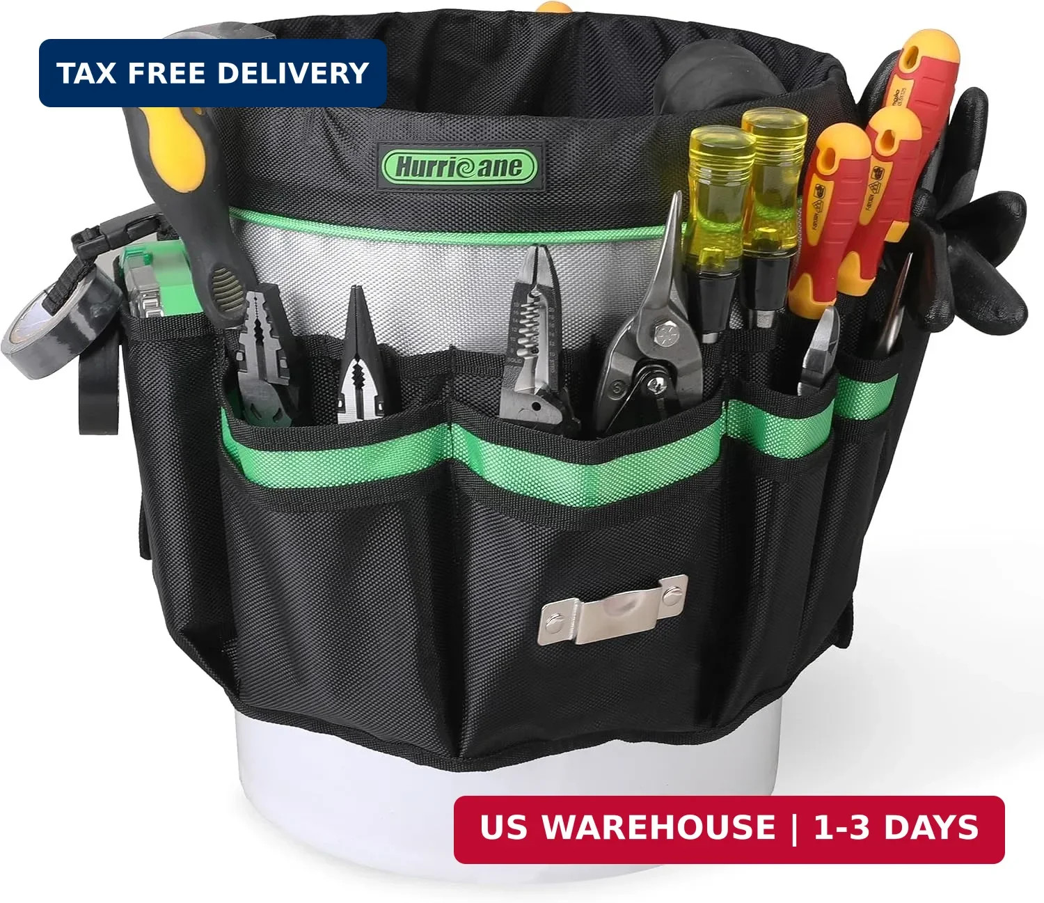 5 Gallon Bucket Tool Bag Organizer, Garden Tool Caddy with 52 Pockets, Waterproo