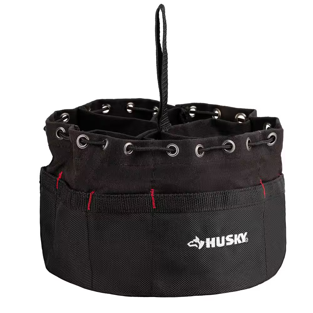 10 In. 19-Compartment Heavy-Duty Canvas Small Parts Organizer Bucket Storage Too