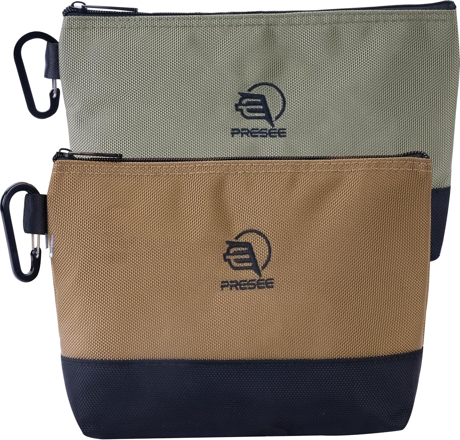 2-Pack 10.5″ Heavy-Duty Tool Pouch, 1680D Nylon, Zipper, Green Khaki
