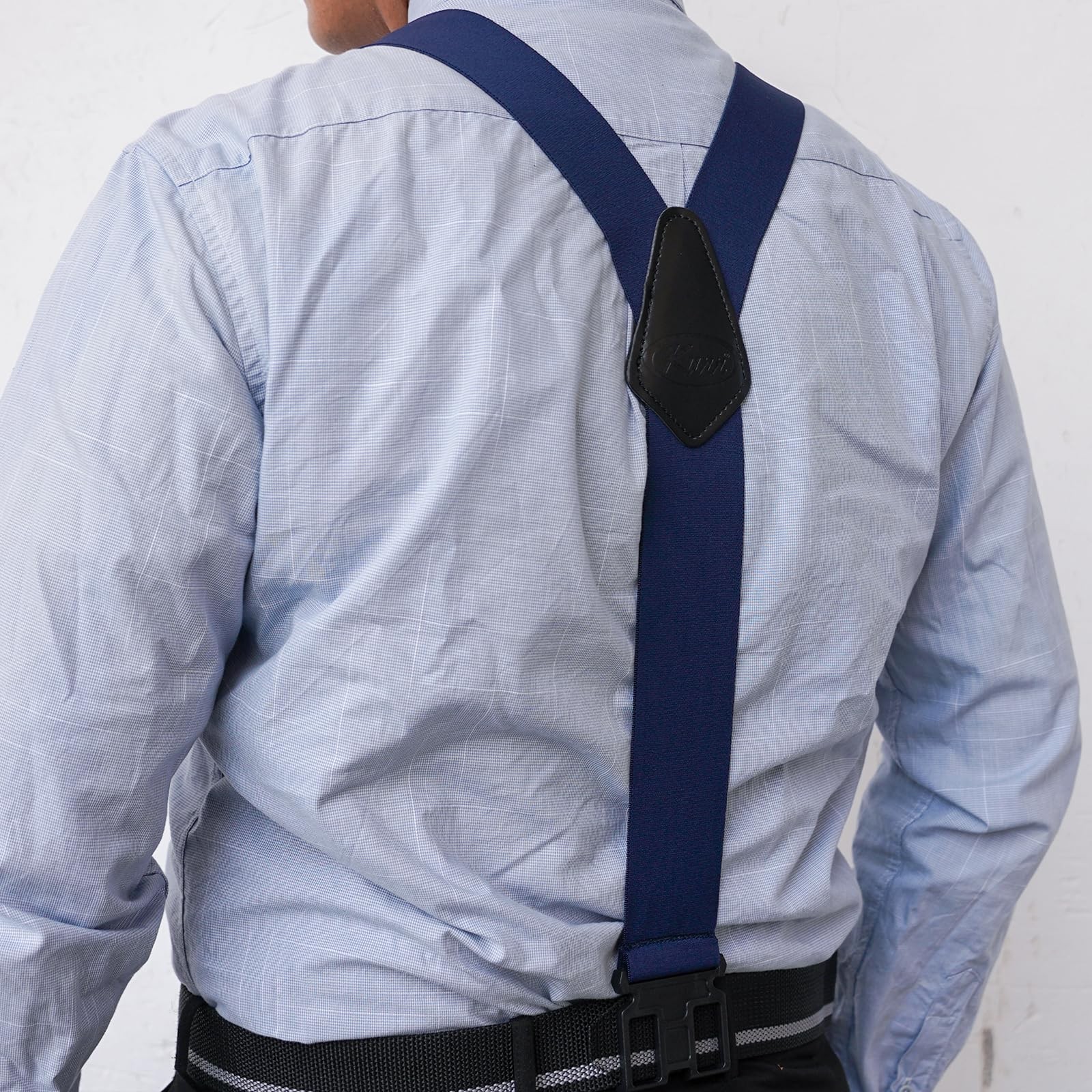 KUNN Men’s 1.5 inch Adjustable Y Back Extra Long Length, Blue