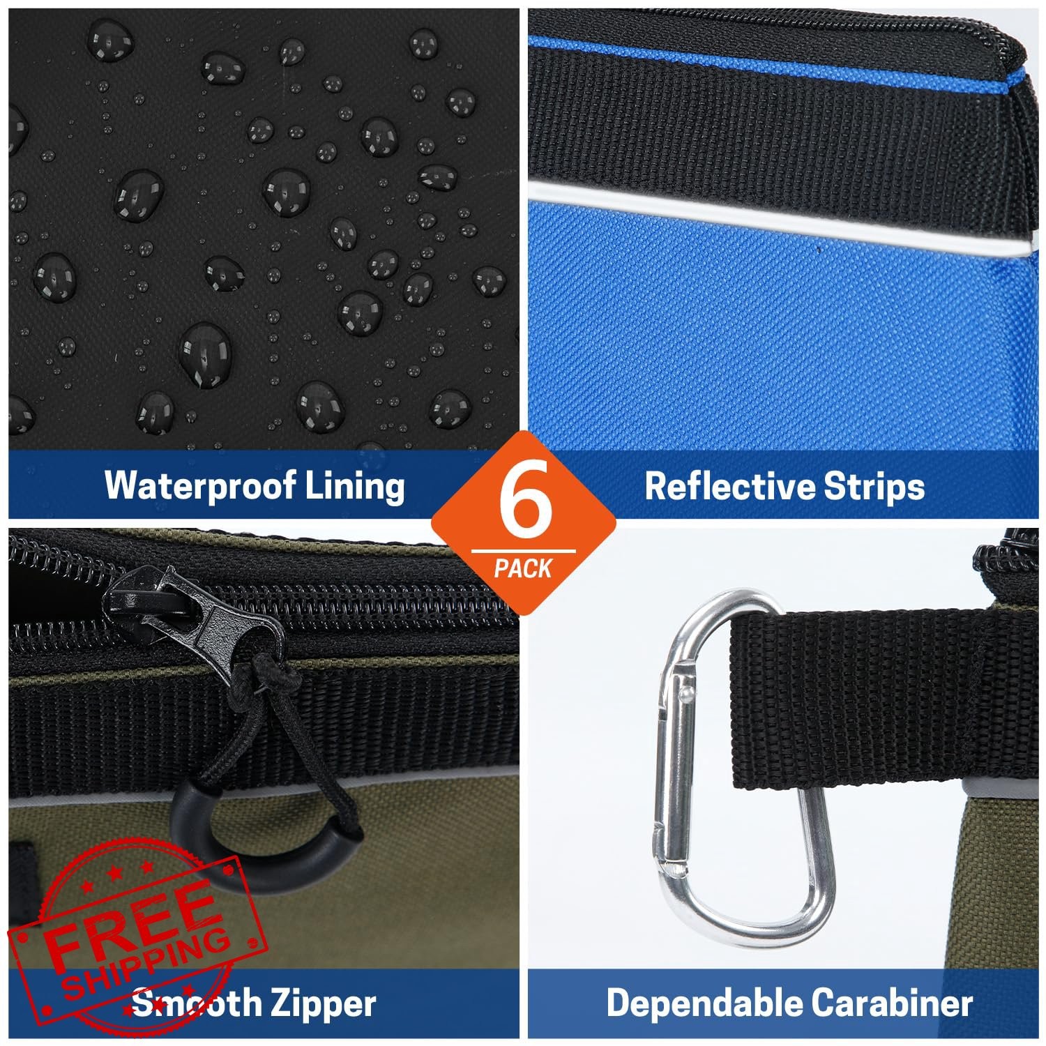 WISEPRO 6PC Tool Pouch Set Khaki Gray Orange Blue Black Army Green
