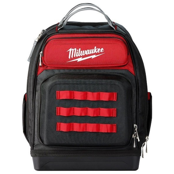 Milwaukee 48-22-8201 48-Pocket Tool Backpack Red/Black Hard Bottom 1680D