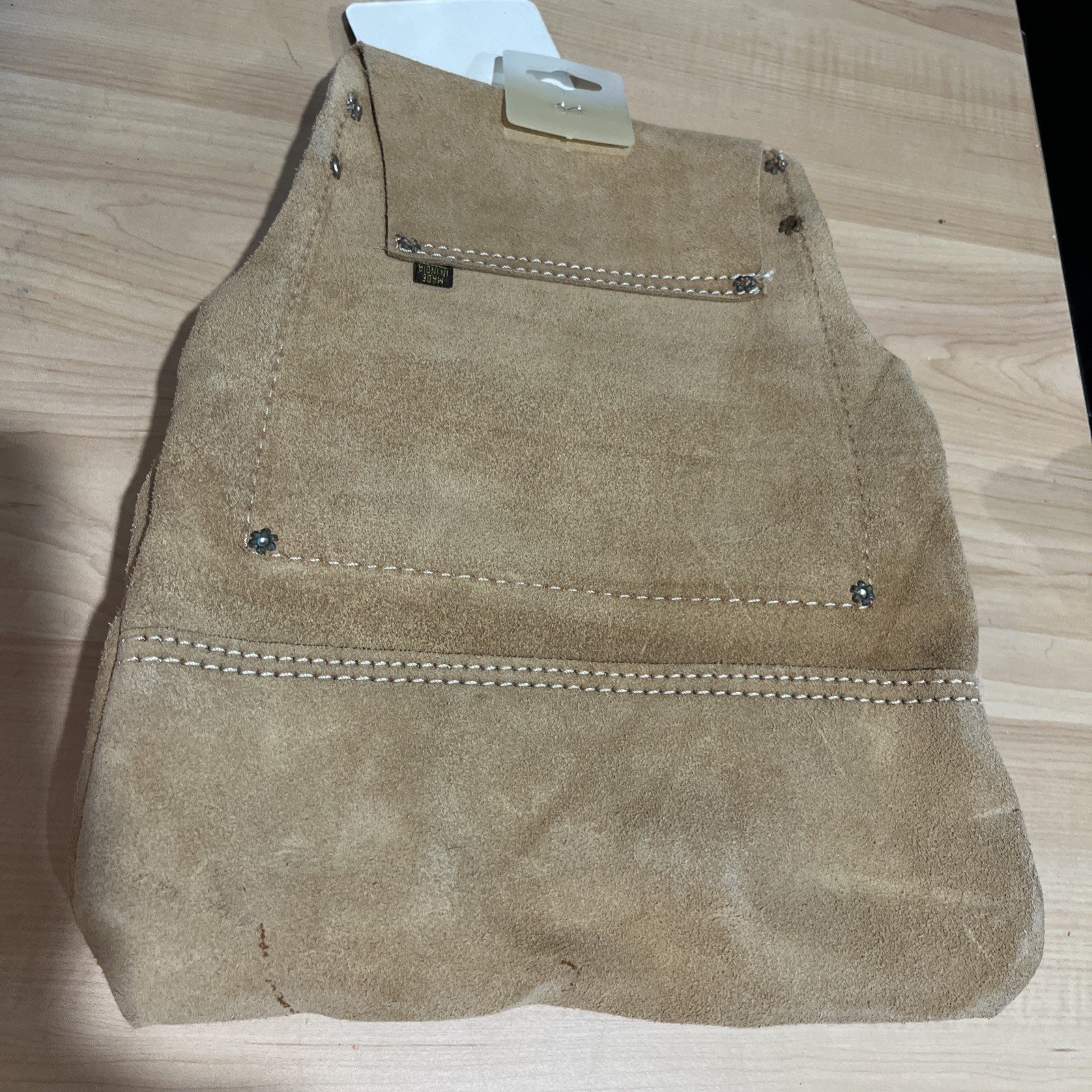 Prima 10 Pocket Nail & Tool Bag Tan Suede Leather 2-Hammer Holder Wide Belt Slot