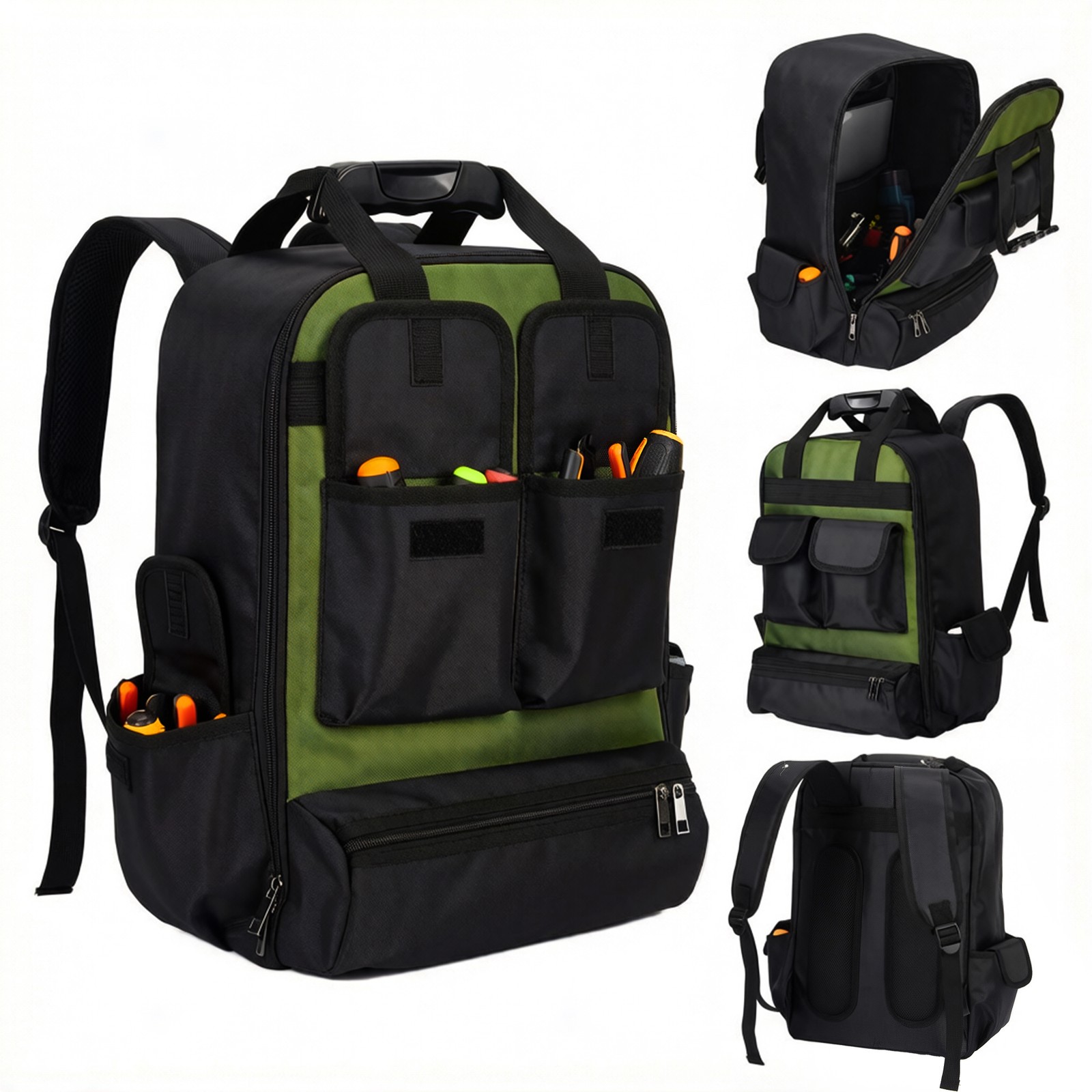 8 Gallon 18 Inch Tool Backpack Waterproof Electrician Bag Oxford Laptop Storage